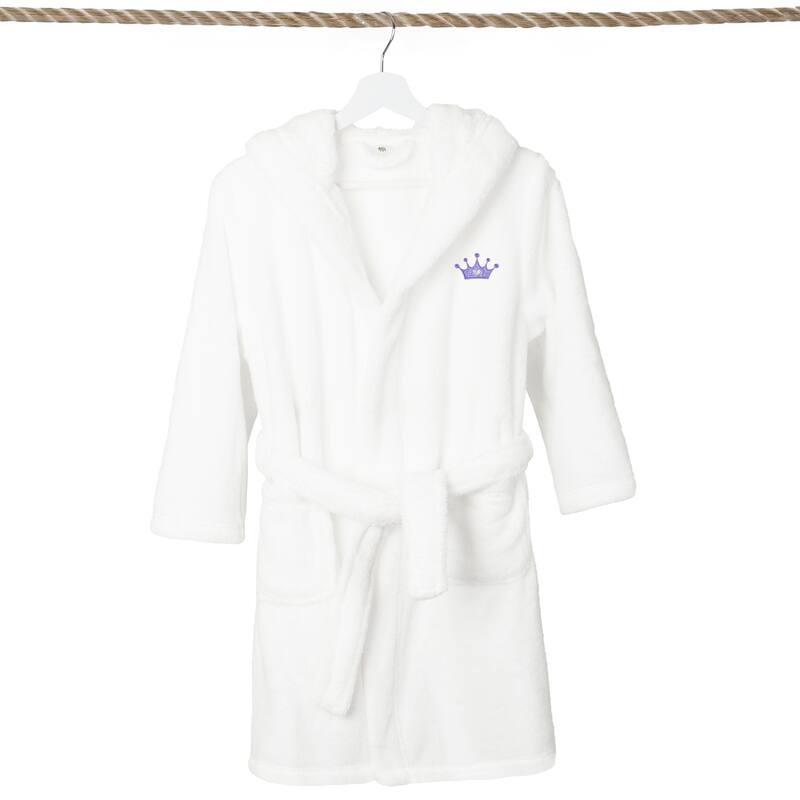 Sweet Kids 100% Polyester SUPER PLUSH Double Brushed Hooded Bathrobe - CROWN