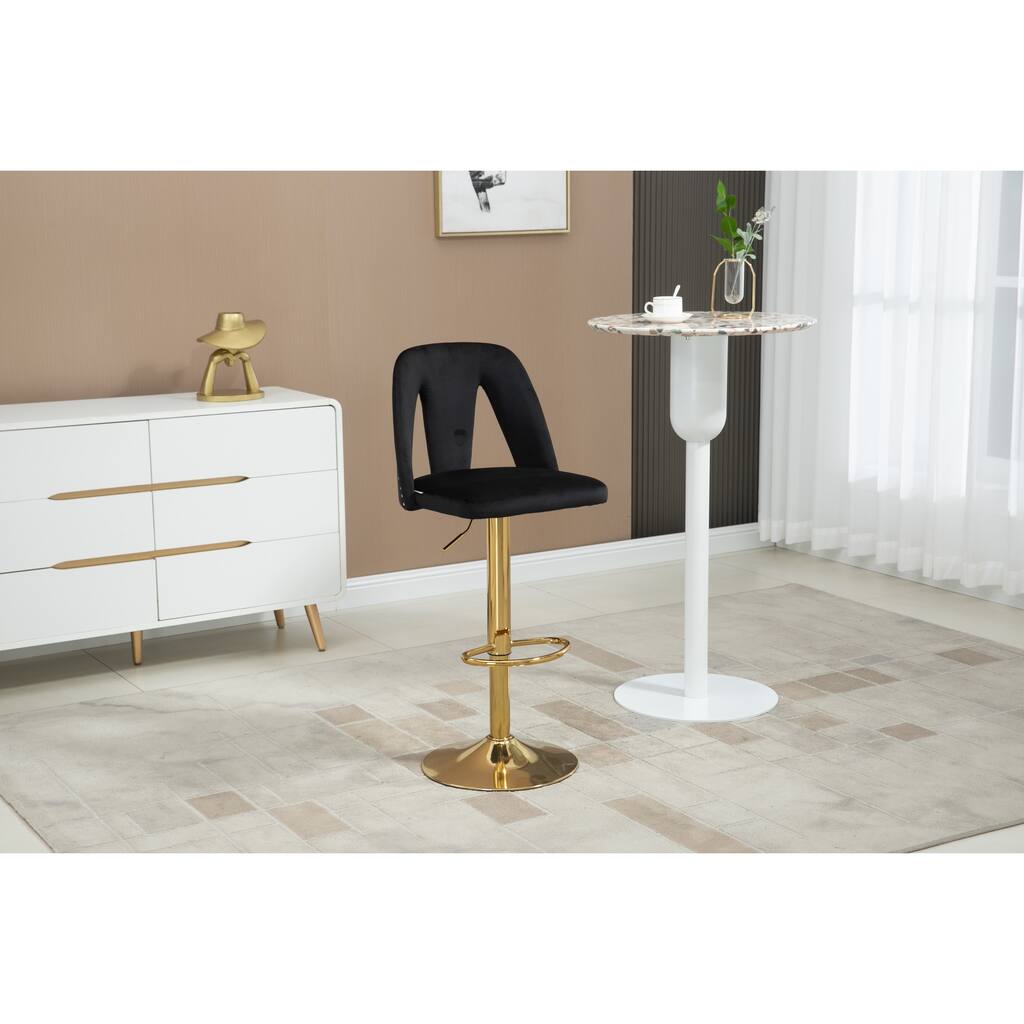 Bar Stools with Footrest and Base Swivel Height Adjustable Mechanical Lifting Velvet, Golden Leg,Easy Assemble