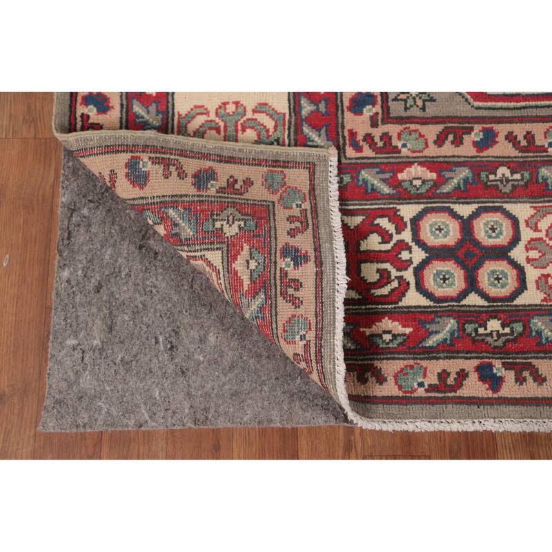 Kazak Oriental Area Rug Hand-Knotted Geometric Wool Carpet - 8'10" x 11'9"