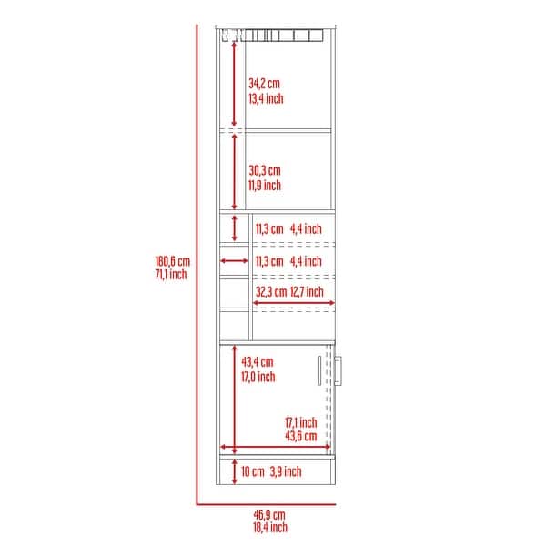dimension image slide 4 of 7, TUHOME Syrah Corner Bar Cabinet with 2-Doors and 8 Cubbies - N/A