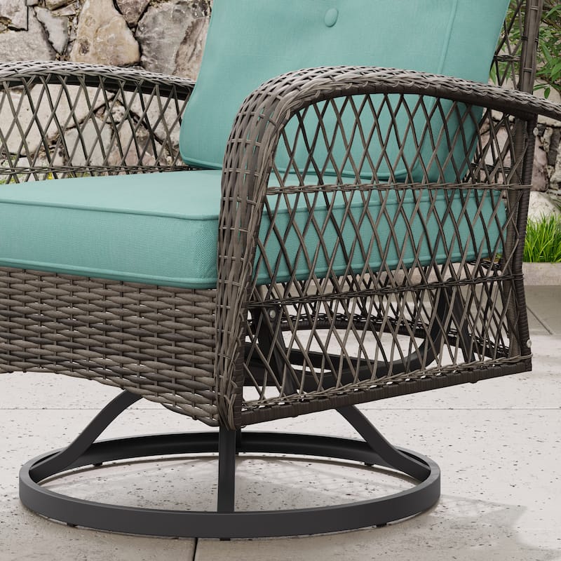 Corvus Livorno Outdoor 3-piece Steel Wicker Swivel Chat Set