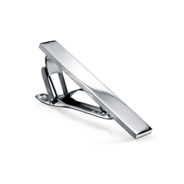 Bling Jewelry Polished Stainless Steel Rectangular Mens Skinny Tie Clip