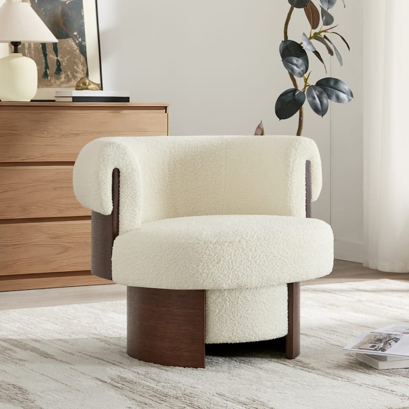 Scott Living Scrolla Beige Swivel Barrel Chair