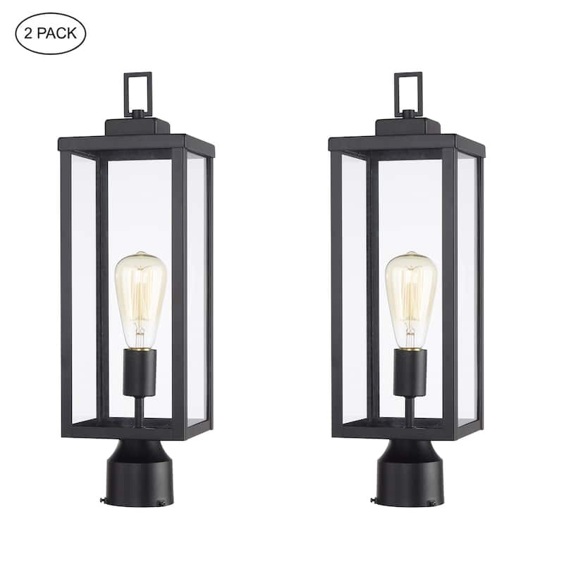 1-light Matte Black Outdoor Post Light Kits Head with Clear Glass Shade - 20"in-2 Pack - Black