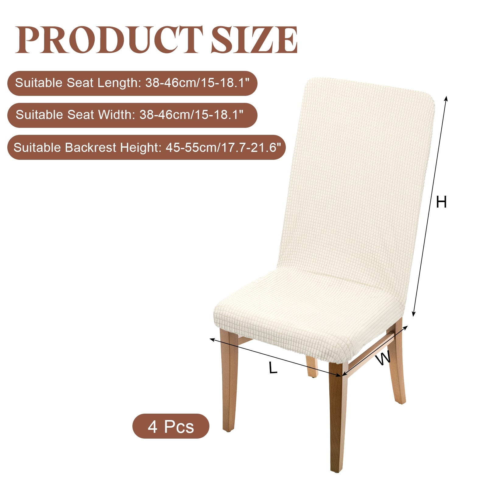 Dining Room Chair Cover, Soft Stretch Removable Parson Chair Slipcover Seat Protector Cover for Home Kitchen Hotel Restaurant