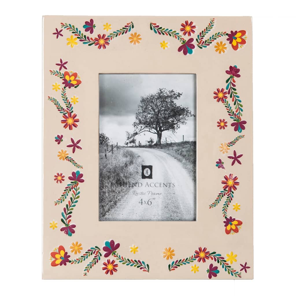 HiEnd Accents Frame with painted floral, 4x6