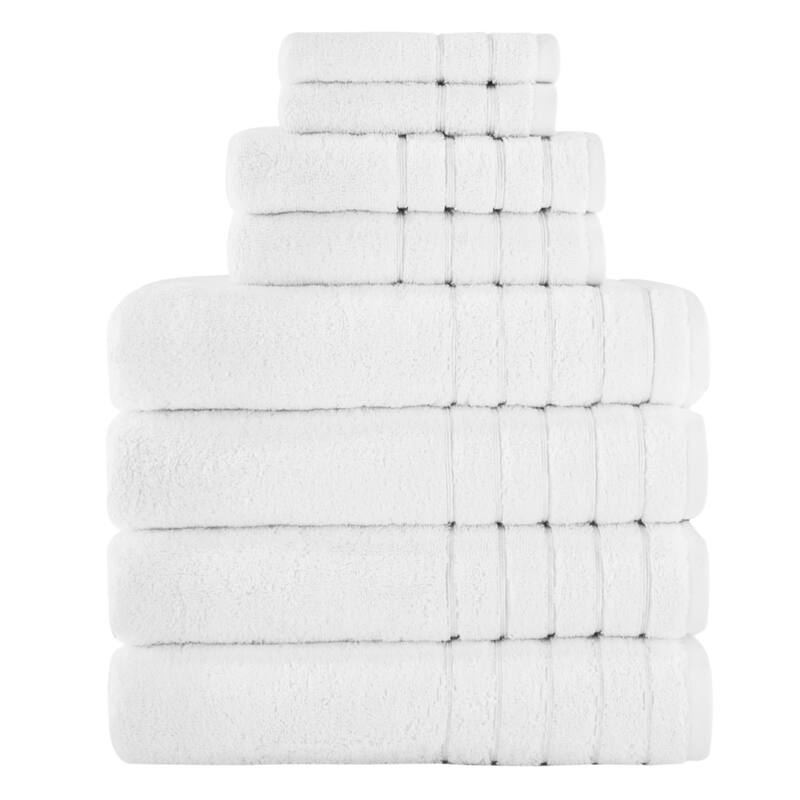 Towels Beyond 8 Piece Turkish Cotton Towel Set 670 GSM Washcloth, Hand & Bath Towel