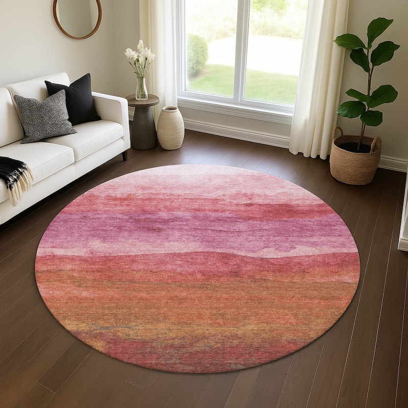 Premium Washable Super Soft Modern Ombre Mayfield Rug - Blush - 8' x 8'