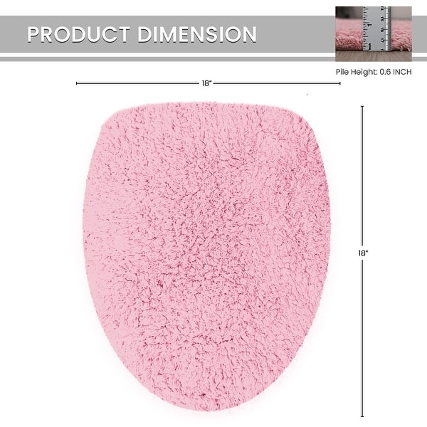 dimension image slide 16 of 17, Home Weavers Waterford Collection Cotton Toilet Lid Rug | Elastic Fit | Fit Most Standard Toilet Lid | 18"x18"