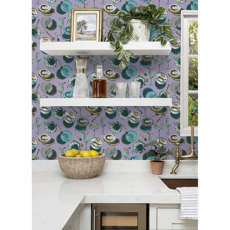 Champagne and Caviar Lavendar Peel and Stick Wallpaper