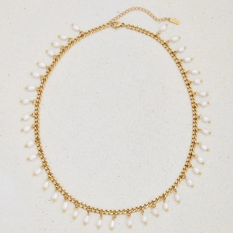 Bliss Diamond Vicentina Yellow Gold Plated 16" Fresh Water Pearl Necklace