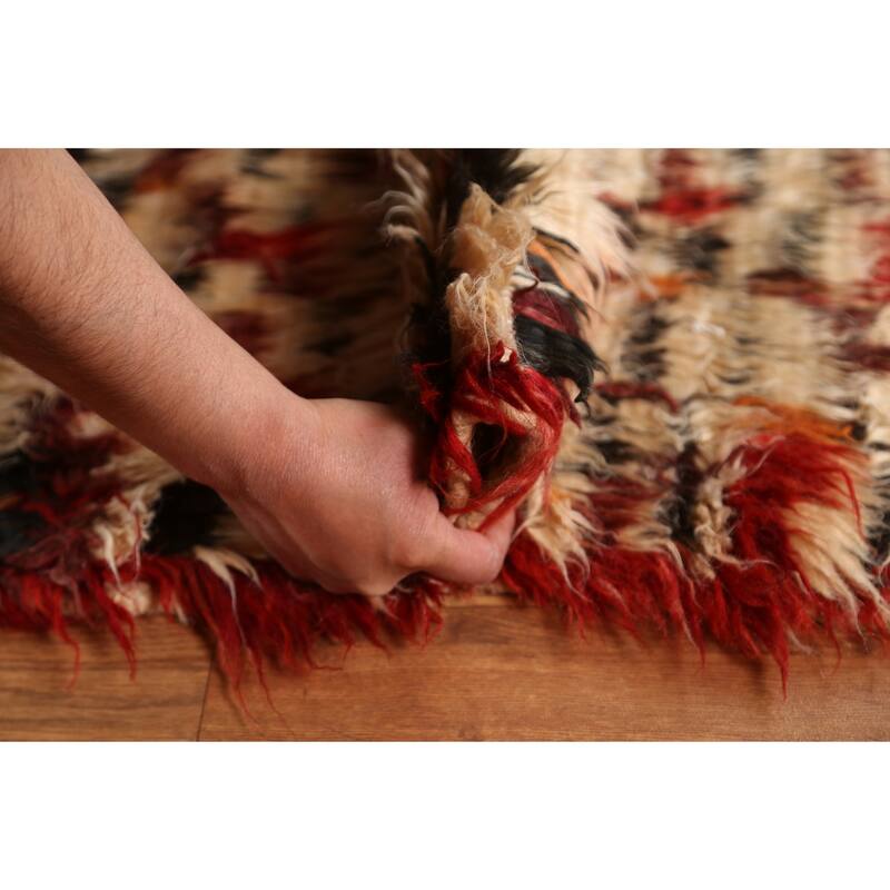 Hand Knotted Oriental 100% Wool Carpet Tribal Tribal Beige & Ivories Moroccan Area Rug - 7' 10'' X 5' 4''