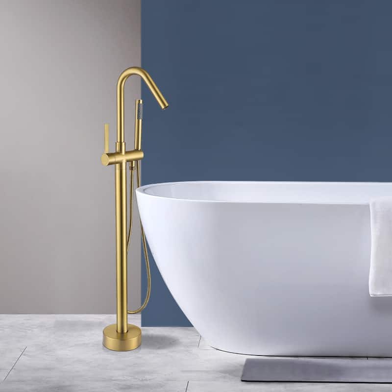 Topcraft Floor Mounted Bathtub Filler with Handheld Showerhead