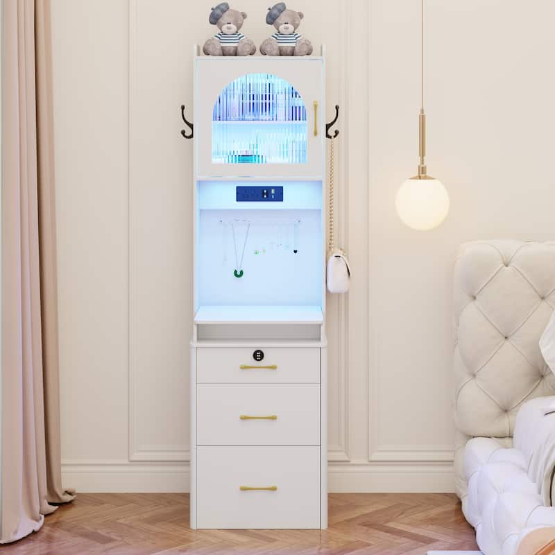 Small Makeup Vanity Table With Lights And Charging Station - White - 2-drawer