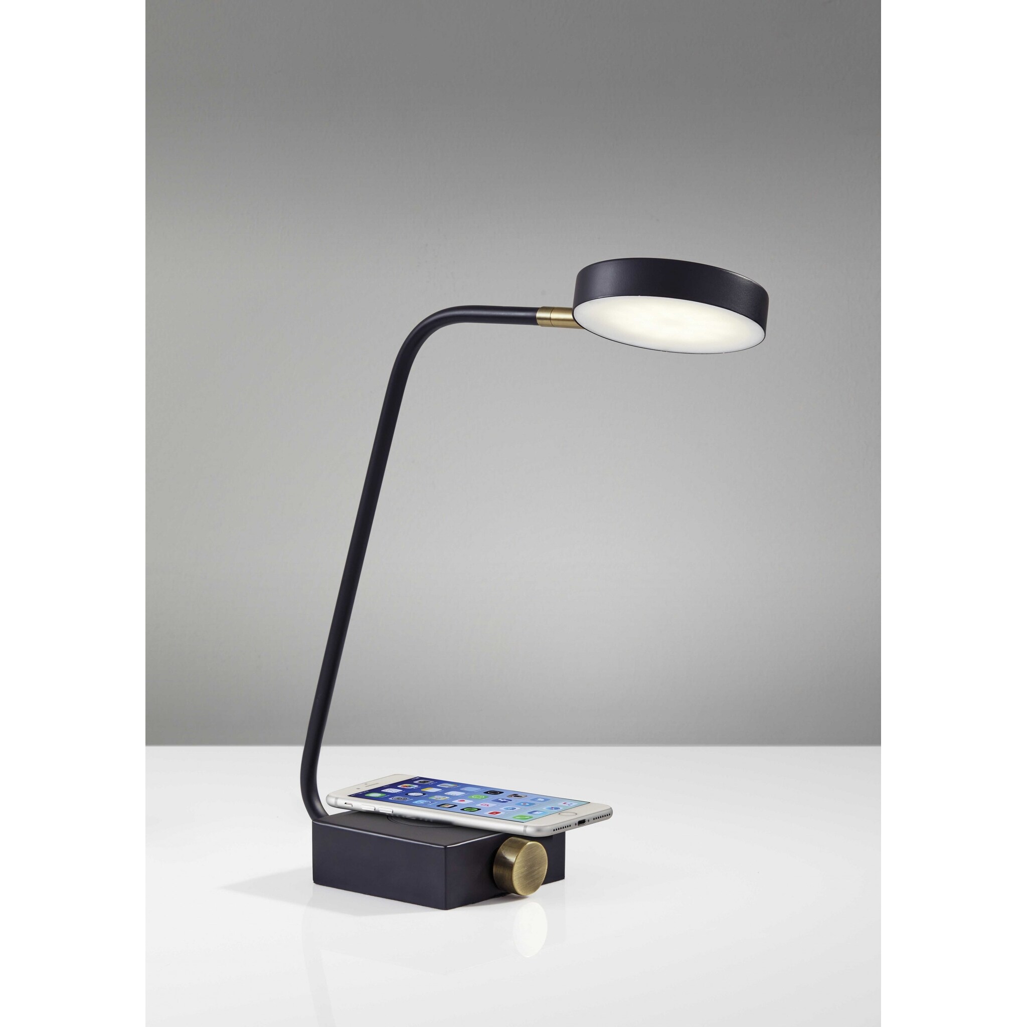 Tech Enhanced Black Metal Disk Led Adjustable Desk Lamp