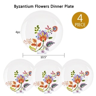 STP Goods Byzantium Flowers Bone China Dinner Plate Set of 4 - 10.5"