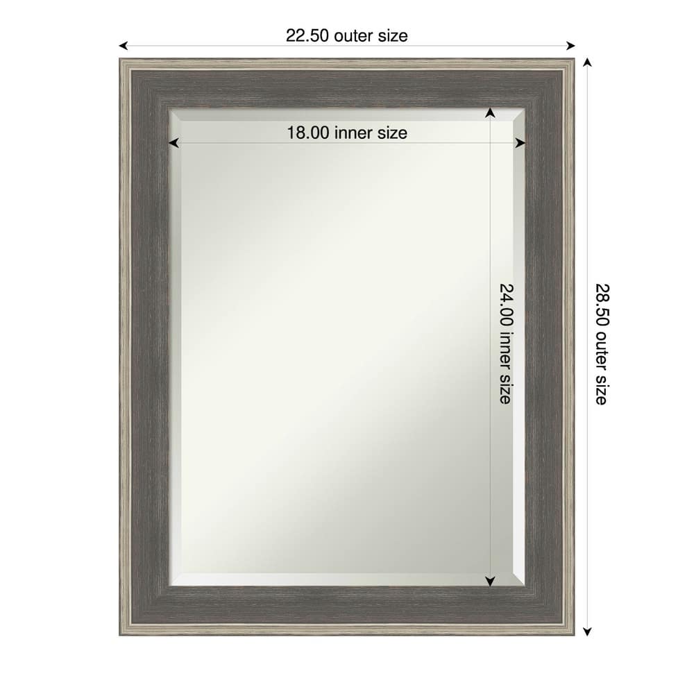 Cottage Beveled Wood Framed Bathroom Vanity Wall Mirror - Cottage Grey Silver