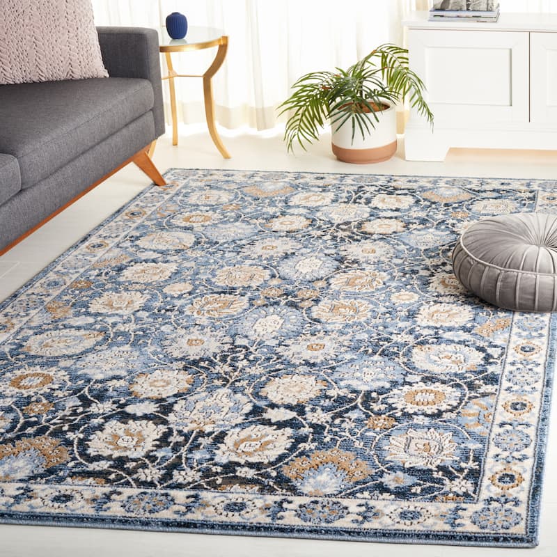 SAFAVIEH Rosewood Thursa Traditional Rug - 6'7" Square - Ivory/Blue