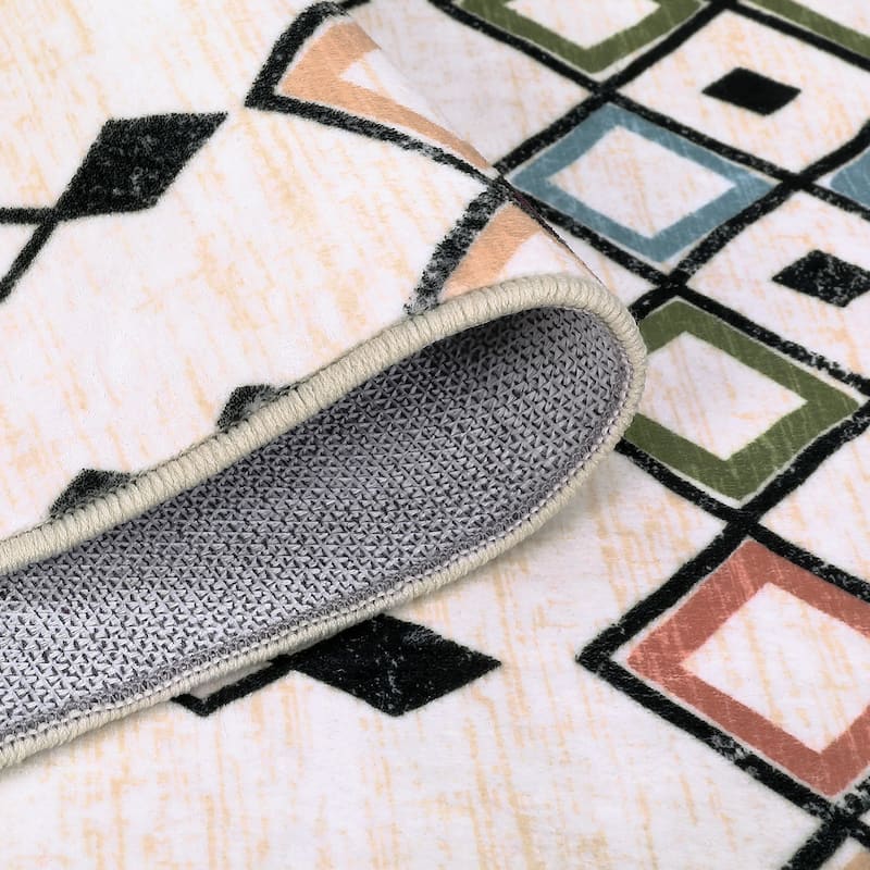 Garvee Boho Area Rug Geometric Printed Faux Wool Soft Floor Cover