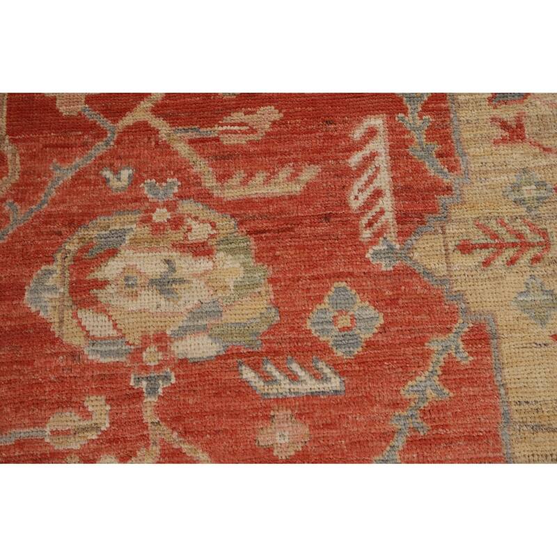 Orange Turkish Oushak Vegetable Dye Area Rug Handmade Wool Carpet - 9'4"x 12'1"