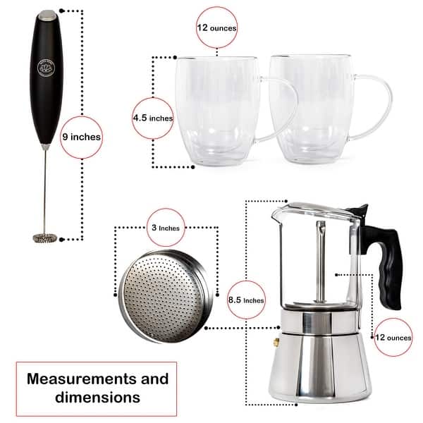 Moka Pot Stovetop Espresso Maker Set, With 9 Cup Coffee Percolator Pot