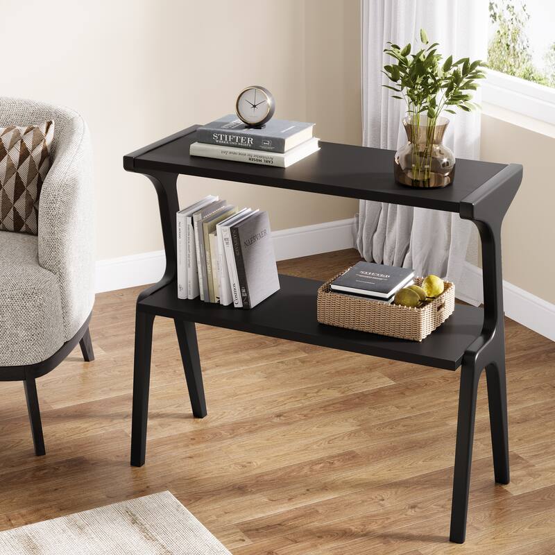 Modern SideTable with Storage Shelf, Sofa End Table with Solid Wood Legs, Bedside Table, Nightstand for Bedroom, Living Room