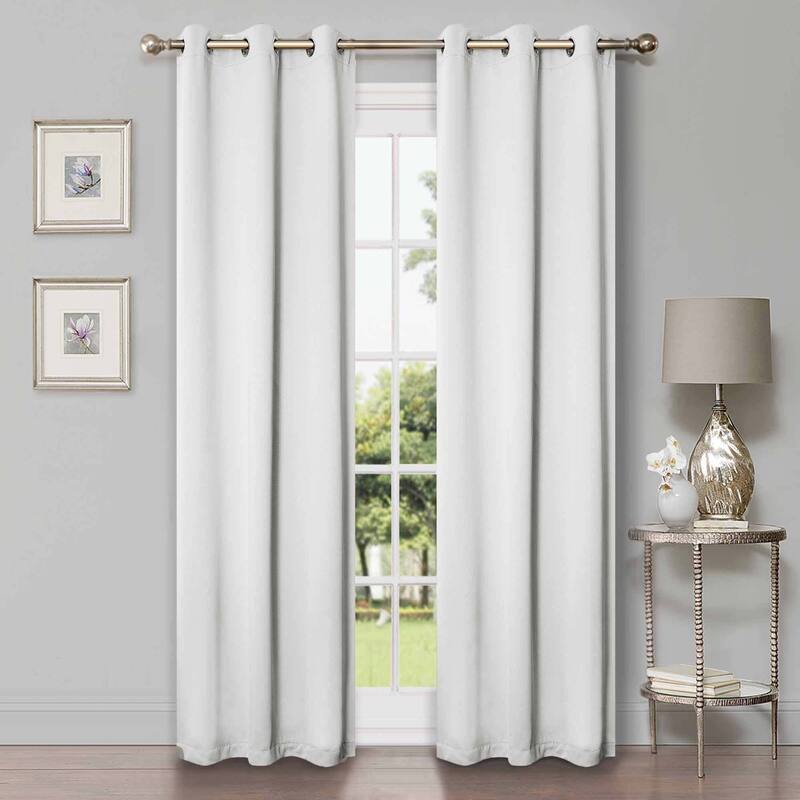 Superior Solid Machine Washable Room Darkening Grommet Curtains, Set of 2