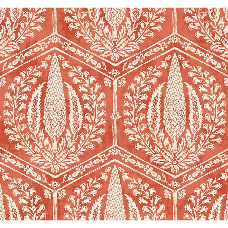 Seabrook Designs Cyrus Harvest Unpasted Wallpaper - 27 in W x 27 ft. L - Red Terracotta