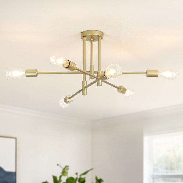 6-Lights Mid Century Semi Flush Mount Ceiling Light for