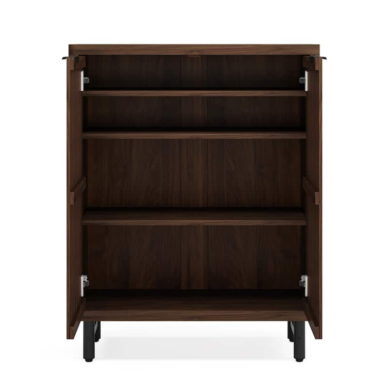 Wooden Bathroom Floor Cabinet, Adjustable Shelves Large Storage Sideboard Accent Cabinet for Bathroom Kitchen Living Room