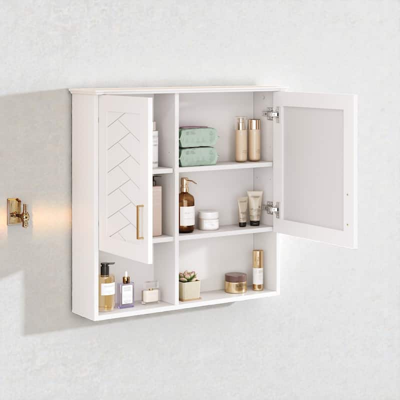 30 Inch Wall Mounted Bathroom Medicine Cabinet with Mirror, Adjustable Shelves, Soft Close Doors