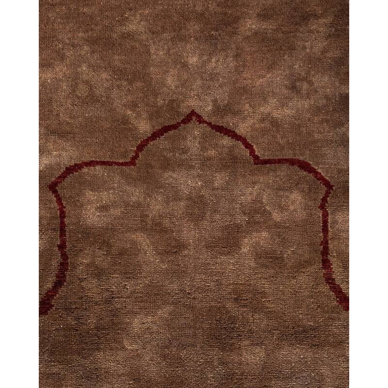 Overton Hand Knotted Wool Vintage Inspired Modern Contemporary Overdyed Brown Area Rug - 8' 3" x 9' 10"