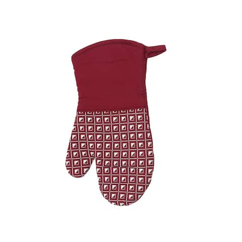 Silicon Print Oven Mitt (Geo) (Red) - Set of 4