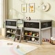 preview thumbnail 8 of 18, Kids Twin Size Low Loft Bed with Chalkboard 2 Step Ramp Ladder and 2 Tier Bookcase