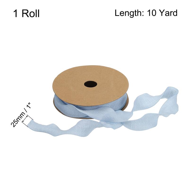 1 Inch 10 Yard Satin Double Ruffle Edge Ribbon Solid Color