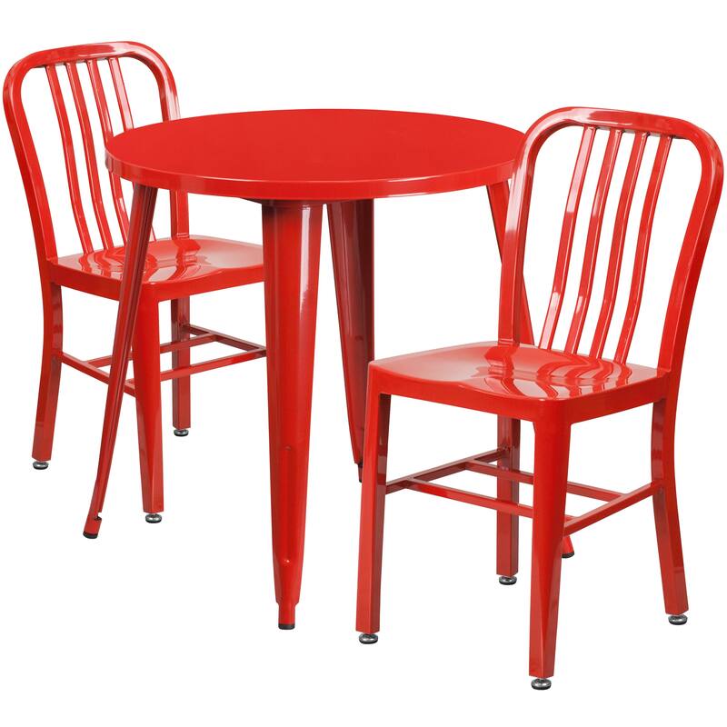 30-inch Round Indoor/ Outdoor 3-piece Metal Table and Chairs Set