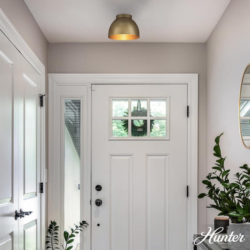 Hunter Erling 1-Light Medium Flush Mount Ceiling Light - Modern - Hallway, Bathroom, Entry, Laundry Room - Damp Rated!