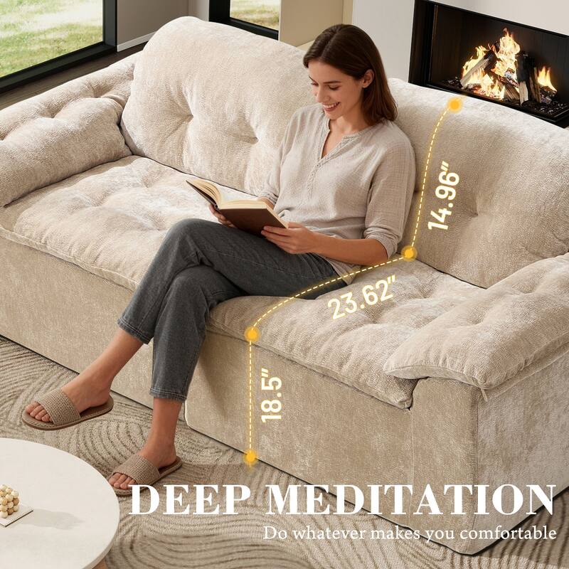 Rossetta Modular Design Cushioned Modular Chenille Fabric Sleeper Loveseat Sofa