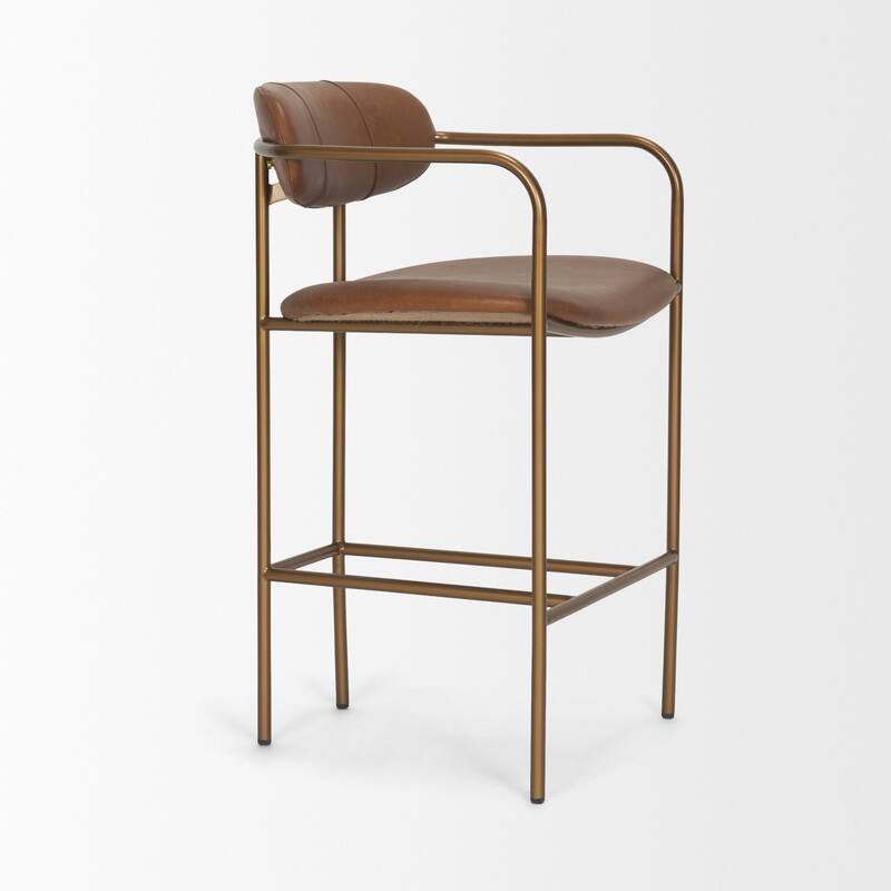 Parker Cream Fabric Seat Gold Metal Counter Stool - 21.3L x 21.5W x 36.5H