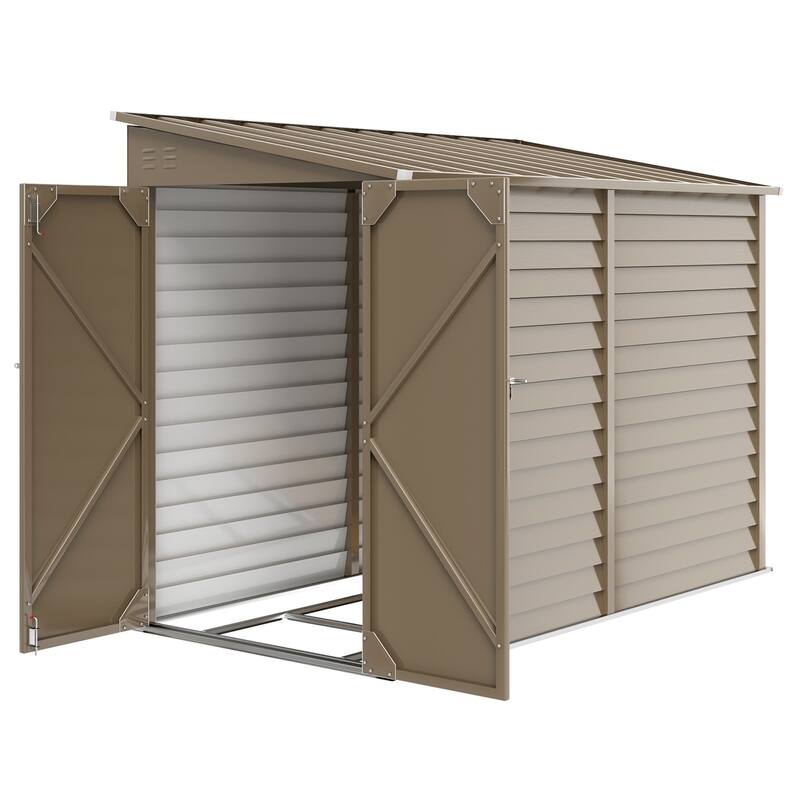 Outdoor Storage Shed Metal Shed with Foundation Kit, Lockable Doors and Gloves