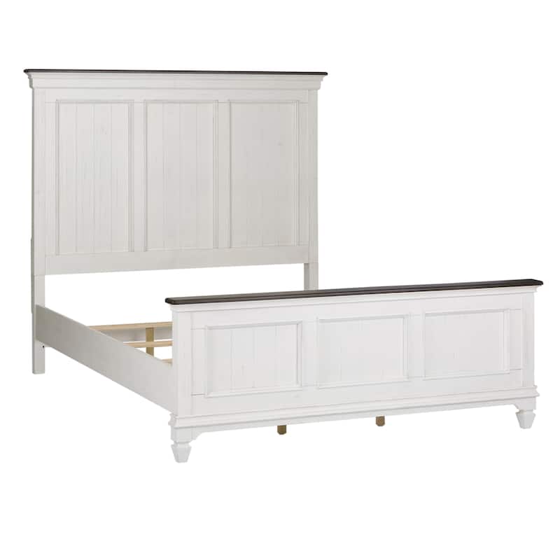 Copper Grove Allyson Park Wirebrushed White Charcoal Queen Panel Bed