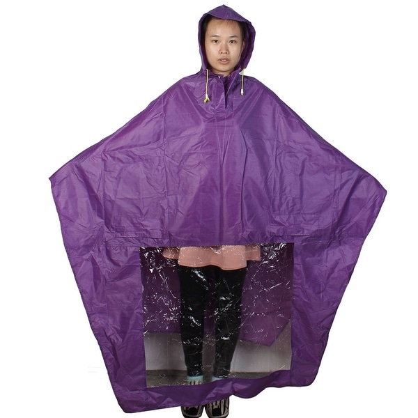 Purple Drawstring Closure Hooded Water Resistant Raincoat for Adults