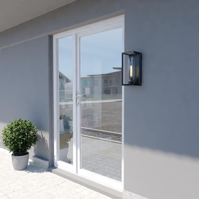 James Allan 16" Tall Outdoor Wall Sconce with Clear Glass Shade