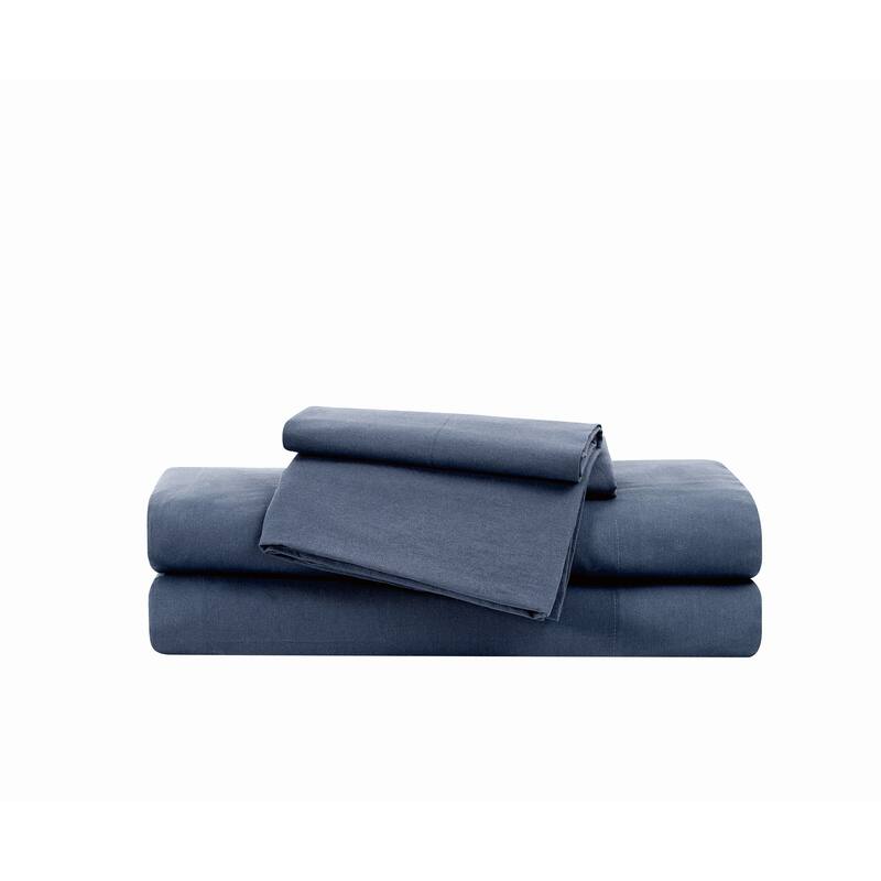 Frye Vintage Washed Cotton 4 Piece Sheet Set - Blue - King