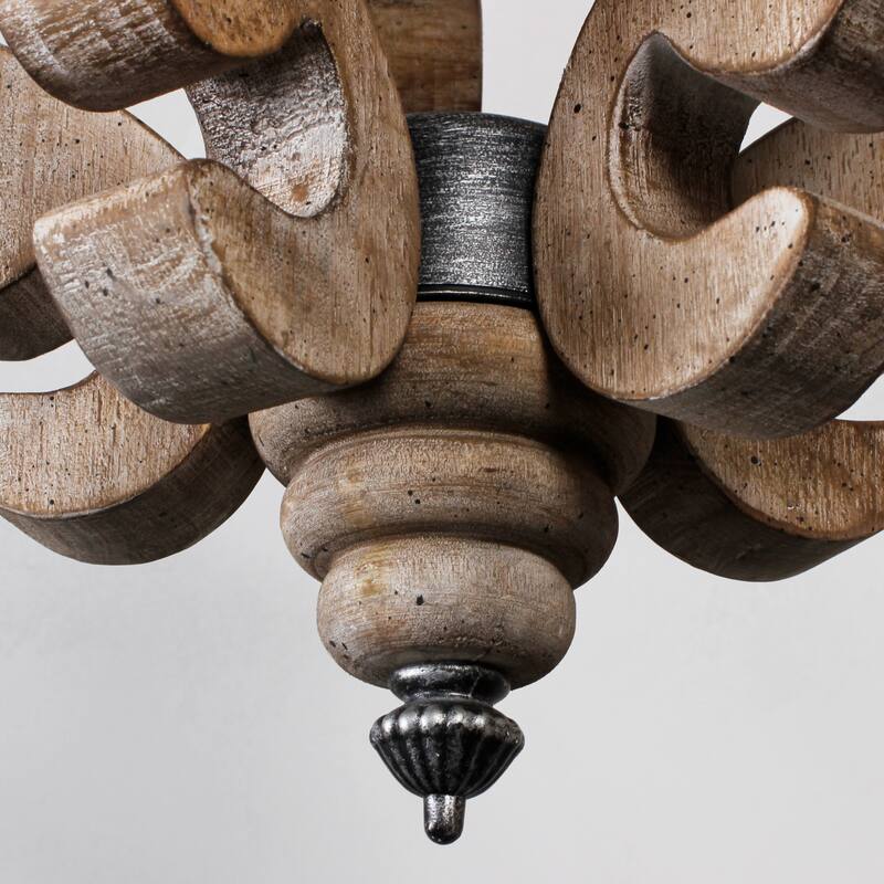 CurveCurio 1-Light Wood Light, Rustic Wood Pendant Light for Foyer Kitchen Island Light & Hallway Breakfast Area Chandelier,