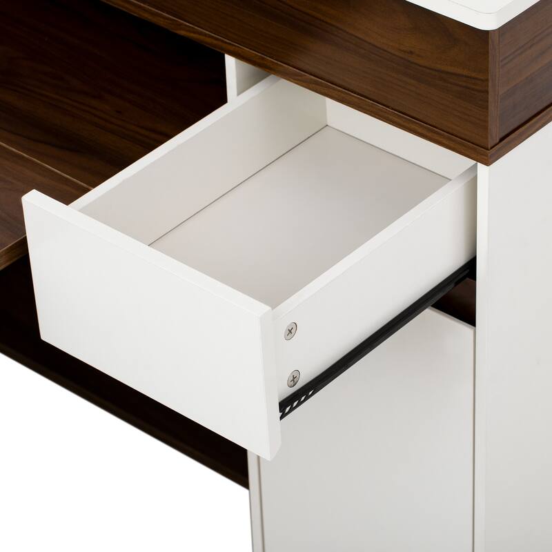 Extendable Dining Table & Rolling Kitchen Island Combo with Folding Top, Drawers & Power Outlet