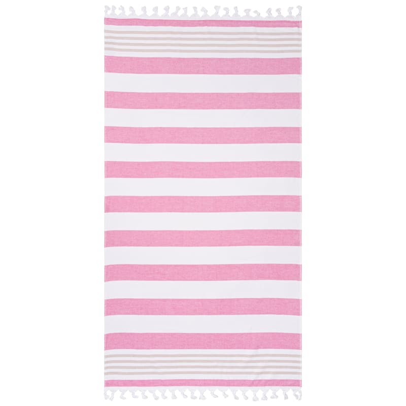 Superior Bahari Stripe Fouta Beach Towel with Tassels - 35" x 68"