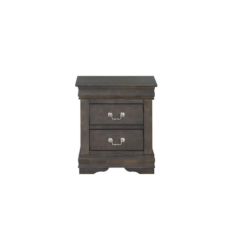Gray Nightstand with Two Drawers - Sleek Modern Bedside Storage Solution