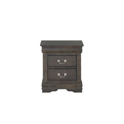 Gray Nightstand with Two Drawers - Sleek Modern Bedside Storage Solution