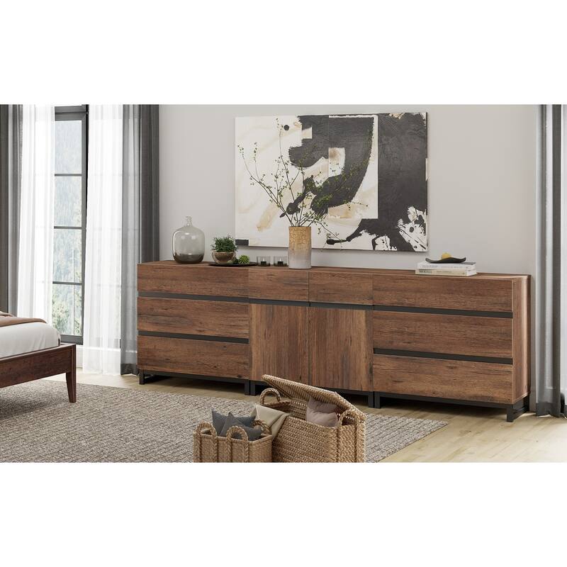 Modern TV Stand for TVs up to 100 inch, 3 in 1 TV Console with Adjustable Shelf and 6 Drawers, Media Console